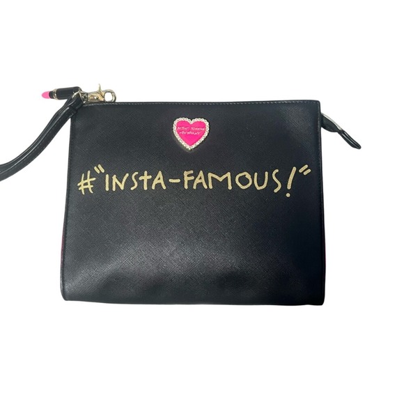 Betsey Johnson Black and Gold Insta-Famous Wristlet - Picture 1 of 6